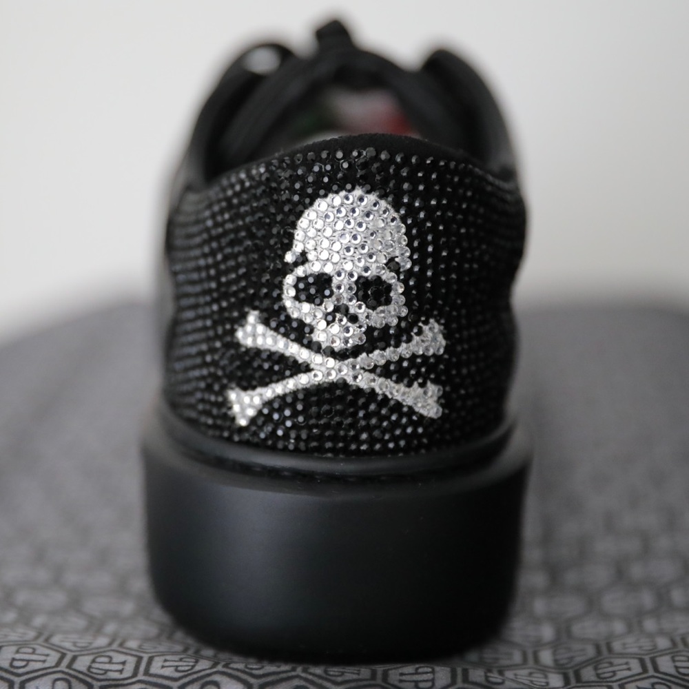 Black Philipp Plein Sneakers Crystal Skull Size 36